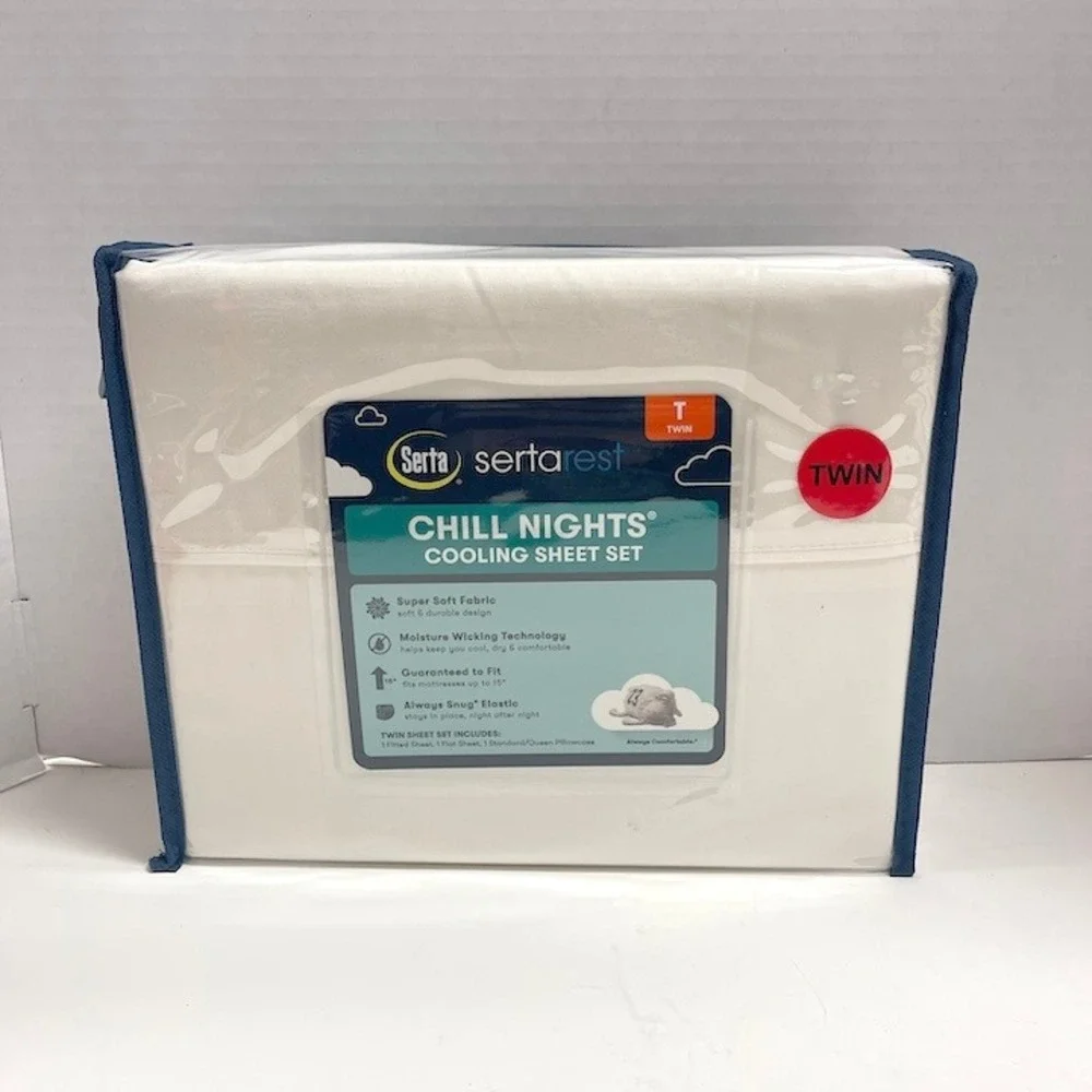 Serta Chill Nights Twin Cooling Sheet Set Cream OFF WHITE New in Package